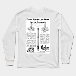 Parker Pen Co. - Parker Duofold Fountain Pen - 1931 Vintage Advert Long Sleeve T-Shirt